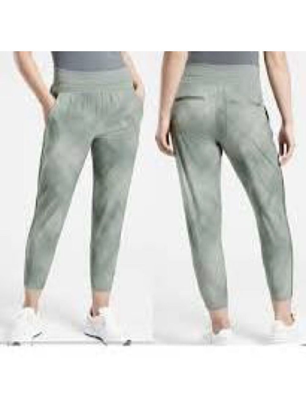 Athleta Nolita Slim Tapered Crop Pants Green Printed Size 12 EUC